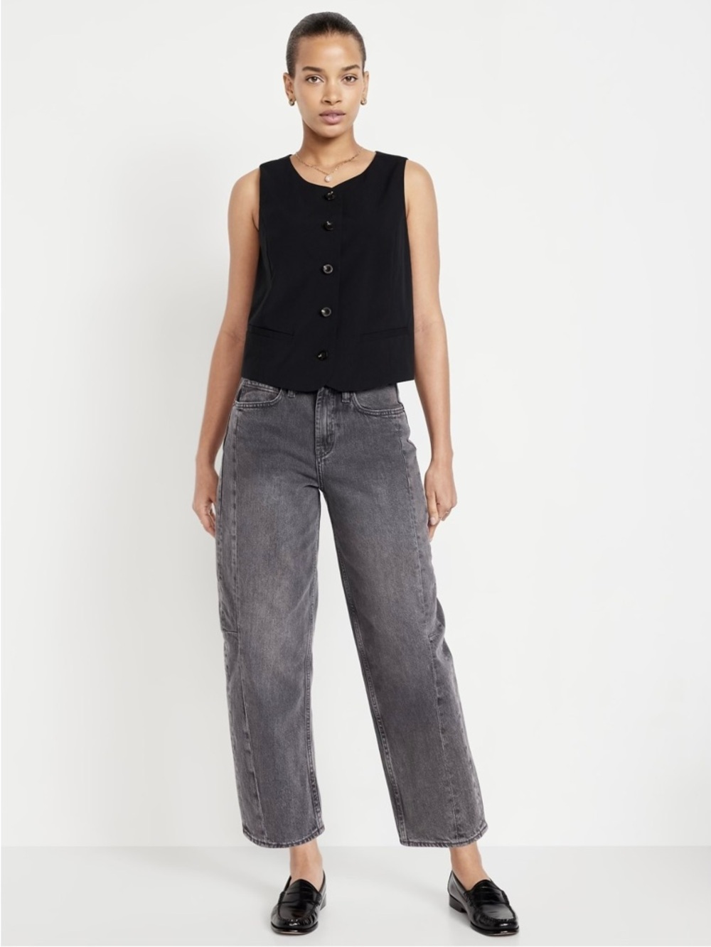 Old Navy High Rise Barrel Leg Ankle NWT Size 12 - Picture 3 of 6